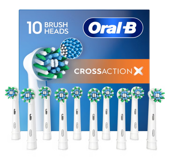 Oral-B CrossAction X Replacement Brush Heads (10 Pack) - Electric Toothbrush Refills
