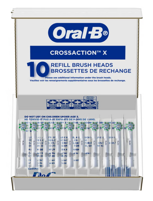 Oral-B CrossAction X Replacement Brush Heads (10 Pack) - Electric Toothbrush Refills