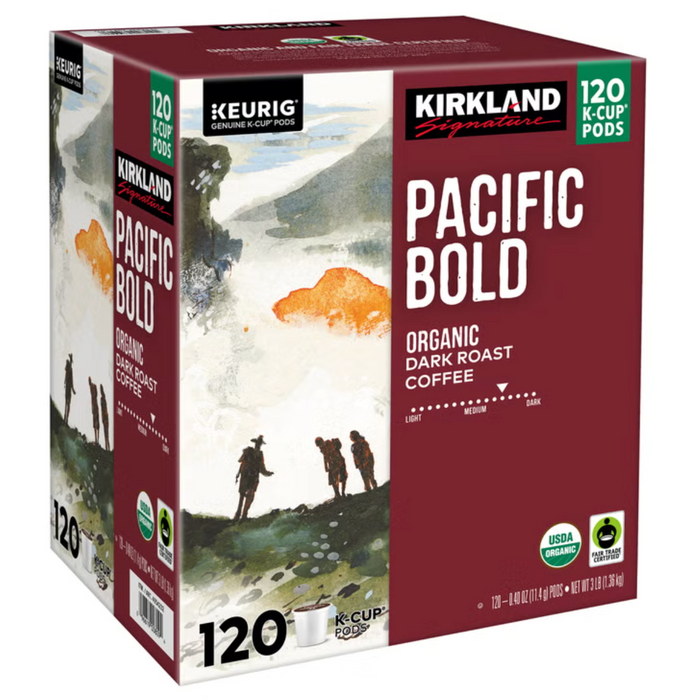 Kirkland Signature 120 Count Pacific Bold Organic Dark Roast Coffee K-Cup Pods
