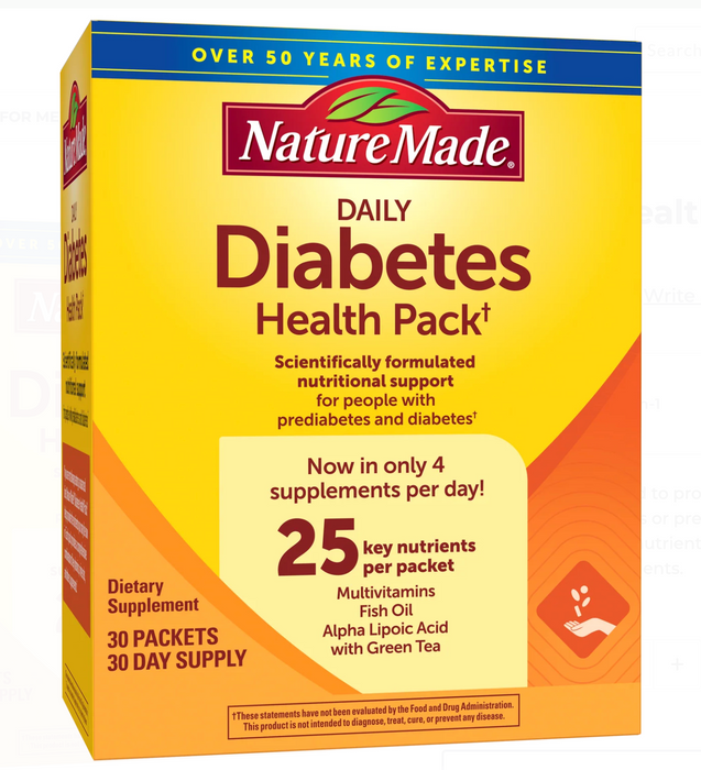 Nature Made 30 Packets Diabetes Health Pack
