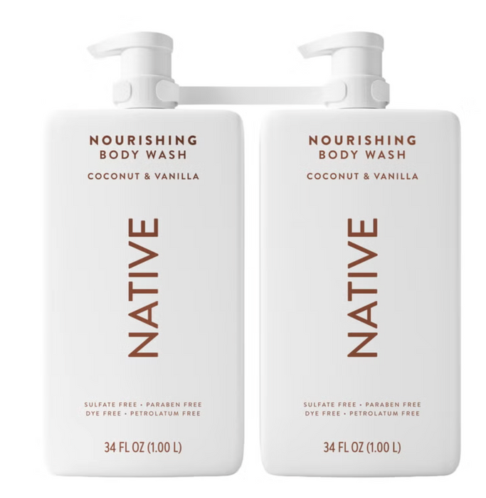 Native 2 Pack Nourishing Body Wash, Coconut & Vanilla, 34 fl oz Each