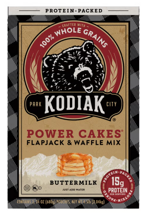 Kodiak 3 Pack Power Cakes Buttermilk Flapjack & Waffle Mix, 24 oz Each