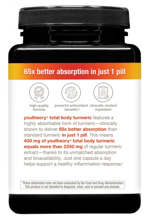 Youtheory 90 Count Total Body Turmeric Vegetarian Capsules