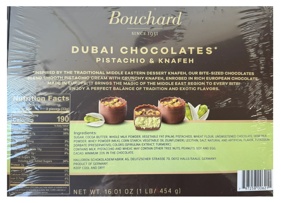 Bouchard 41 pc Dubai Chocolates Pistachio & Knafeh – 16.01 oz (454 g)