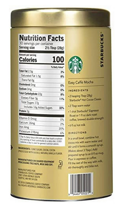 Starbucks Hot Cocoa Classic Mix 30oz (850g)