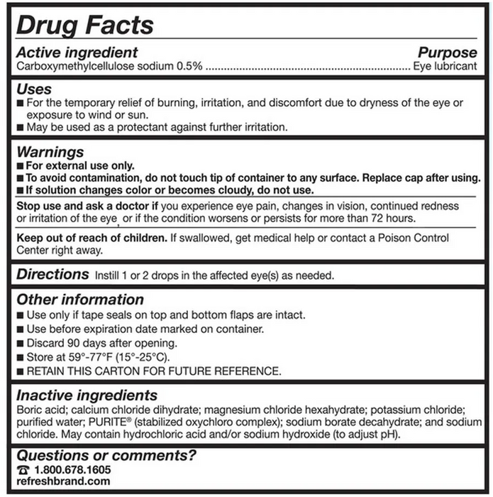 Refresh Tears Lubricant Eye Drops 4+1 Bonus Multi-Pack, 65 ml.