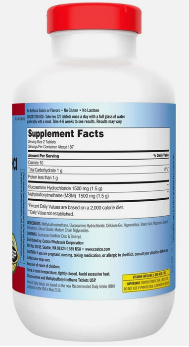 Kirkland Signature Glucosamine with MSM, 375 Tablets
