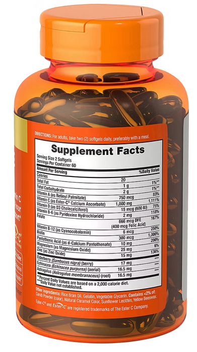 Nature's Bounty 120 Softgels Immune 24 Hour+