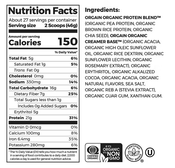 Organic Protein + 50 Superfoods Protein Powder – Creamy Chocolate Fudge – 2.74 lbs (1.24kg)