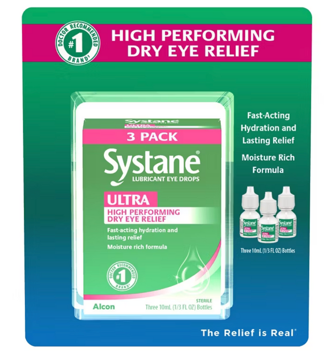 Systane 3x10mL ULTRA Lubricant Eye Drops (30 mL)