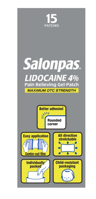 Salonpas OTC  15ct Relief Patches LIDOCAINE 4%