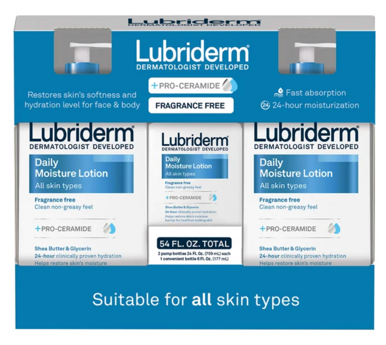 Lubriderm Daily Moisture Lotion (3 Pack) – 54 fl oz Total