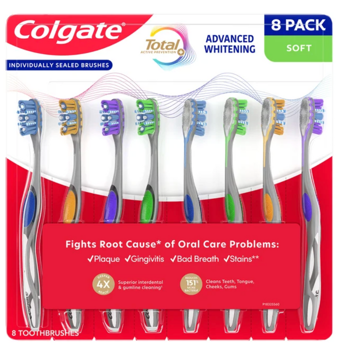 Colgate 8ct Total Advanced Whitening Soft Toothbrushes