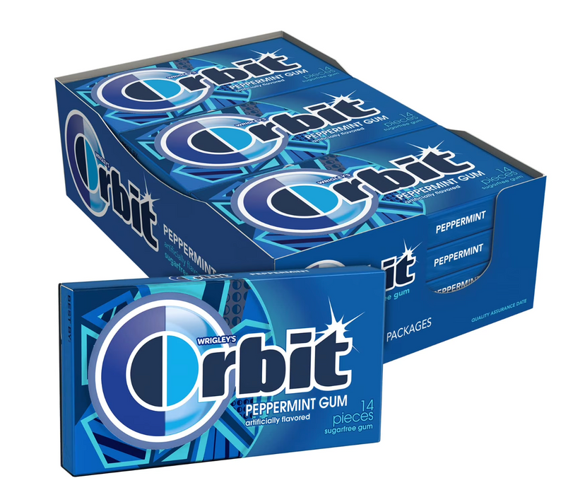 Orbit Sugar-Free Peppermint Gum, 32 oz (12 count, 14 Pieces per Pack, 168 Pieces Total)