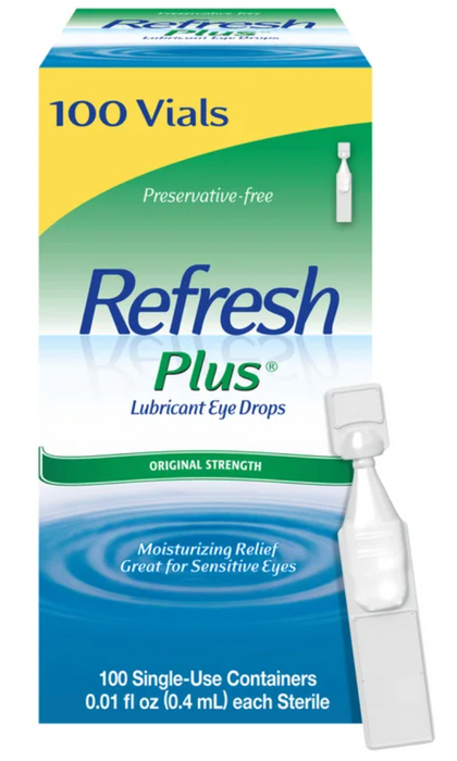 Refresh Plus Lubricant Eye Drops  100 vials - Single Use Containers