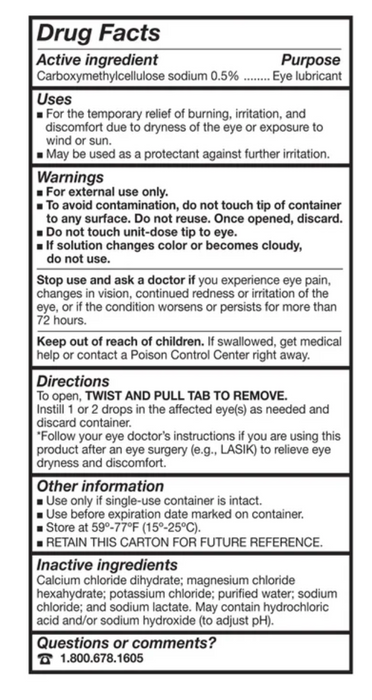 Refresh Plus Lubricant Eye Drops  100 vials - Single Use Containers
