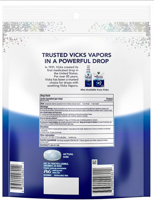 Vicks 200 Ct VapoCOOL WinterFrost throat relief Drops