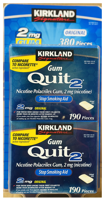 Kirkland Signature 380ct Quit 2mg Nicotine Gum, 2-Pack