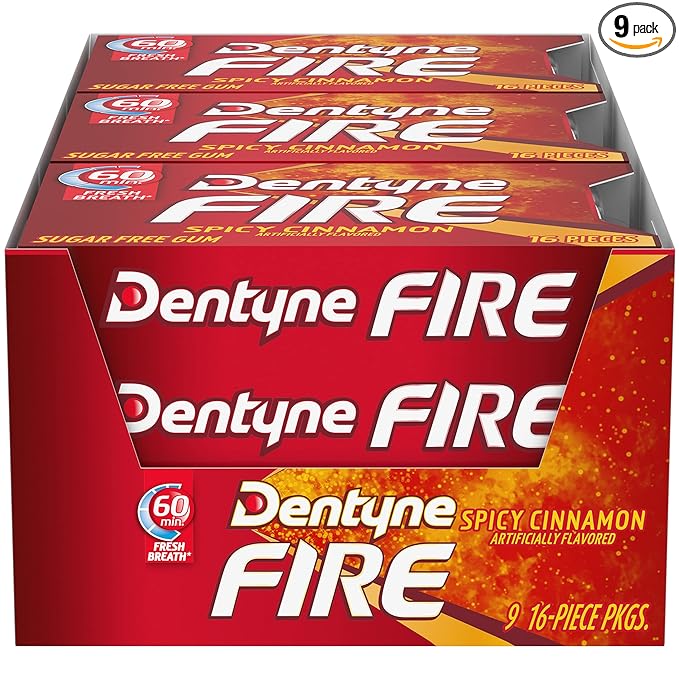 Dentyne Fire Spicy Cinnamon Gum, 16 Pieces, 9 count