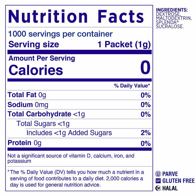 Splenda Zero Calorie 1000ct, Individual Sweetener Packets