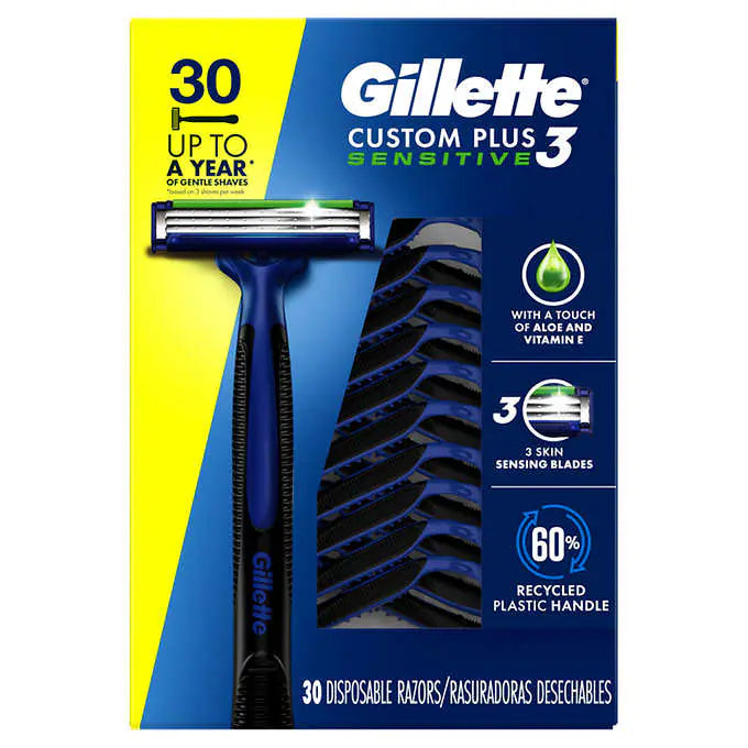 Gillette Custom Plus3 - 30ct Disposable Razors