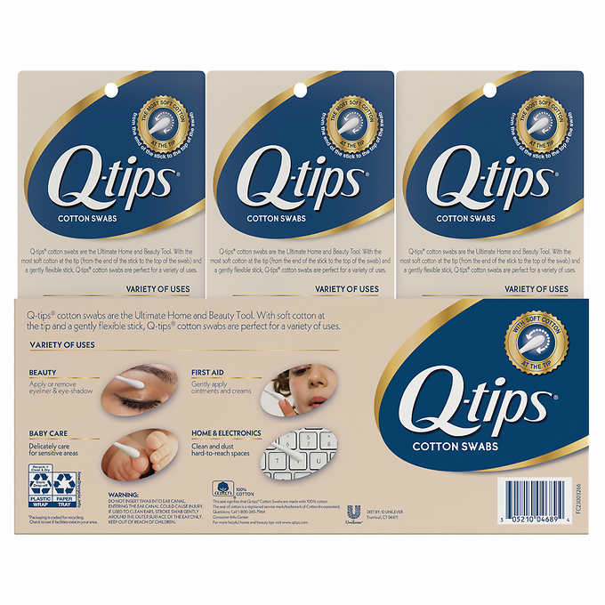 Q-tips Cotton Swabs - Club count  (2) 625 count + (1) 500ct = 1750ct