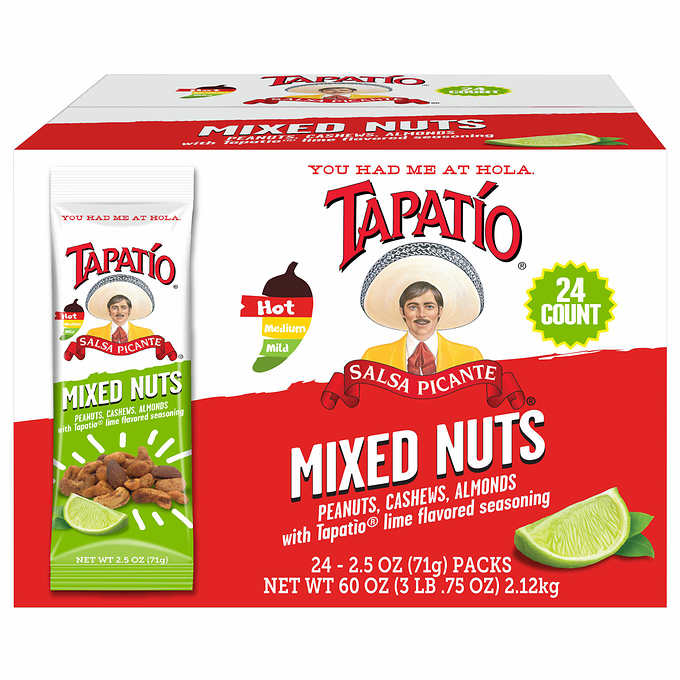 Tapatio Spicy Mixed Nuts, 2.5oz bags , 24-count