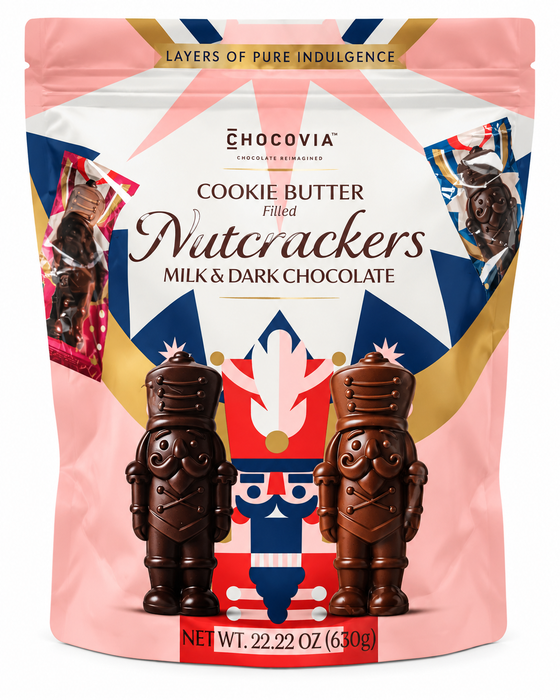 Chocovia Cookie Butter Filled Nutcrackers, Milk & Dark Chocolate, 22.22 oz (630g); BB: 02/28