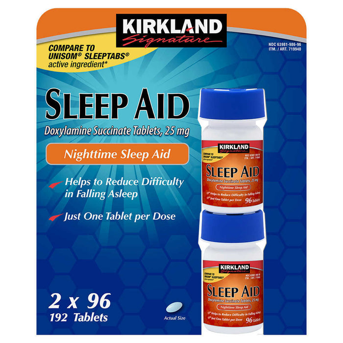 Kirkland Signature 192ct Sleep Aid tablet  25 Mg ( 2 x 96)