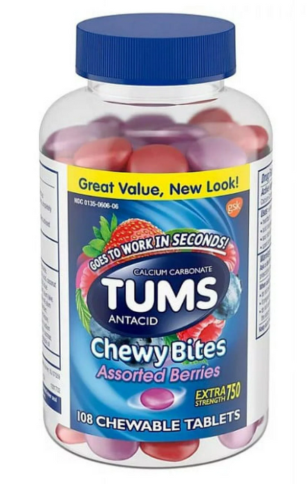 TUMS 108ct Chewy Bites Antacid Extra Strength Assorted Berries