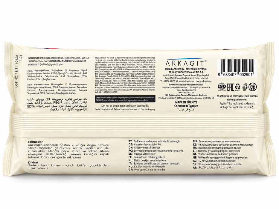 Papilion XXL Hypoallergenic Pet Wet Wipes for Dogs & Cats, 50 Count per Pack, 4 Pack (200 Wipes Total)
