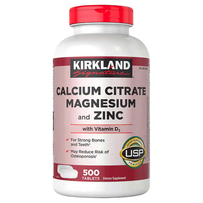 Kirkland Signature Calcium Citrate, Magnesium and Zinc with Vitamin D3- 500 Tablets