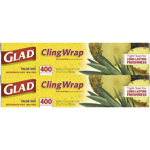 Glad 400 Sq. ft. Cling Plastic Wrap, 2-pk - Clear