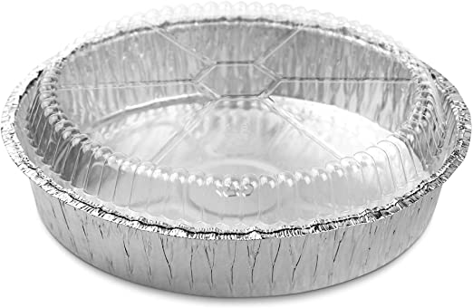 9" Round Foil Pan with Clear Dome Lid, 14 Pack