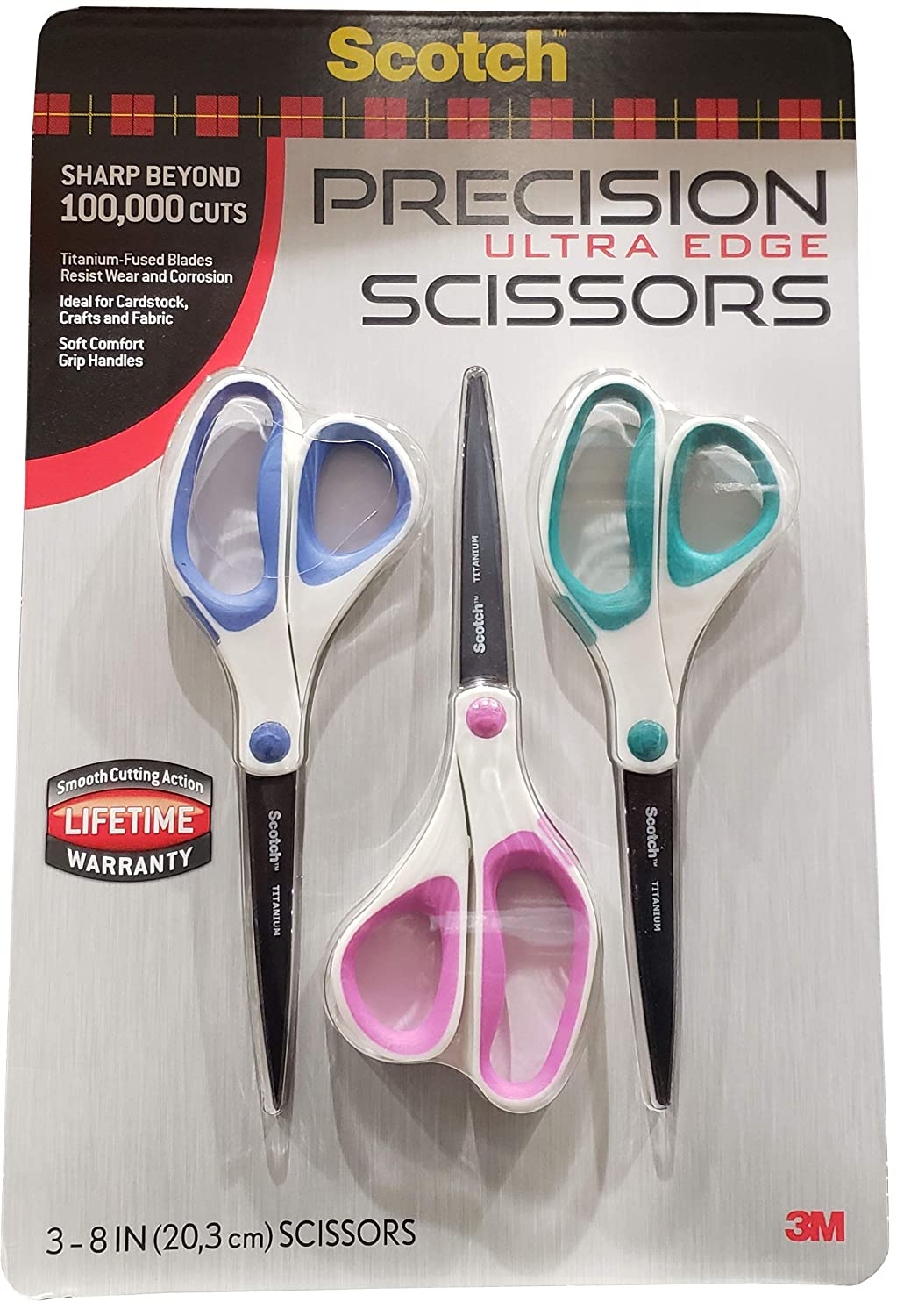 Scotch 7 Precision Scissors, Stainless Steel, Grey and Red, Comfort Grip 