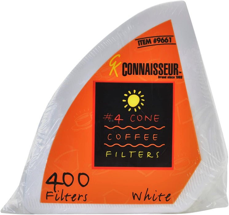 Connaisseur #4 Cone White Coffee Filters, 400 Count Pack