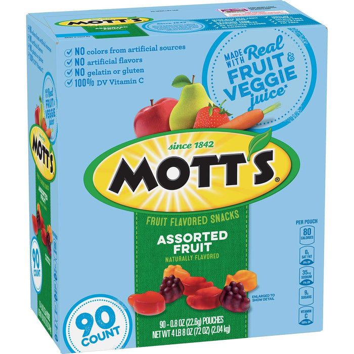 Mott's Medley Assorted Fruit Snacks (0.8 Oz., 90 ct.) Net Wt 72 Oz