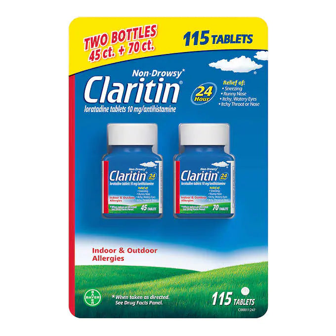 Claritin 115 Tablets 10 mg. 24 Hour Non-Drowsy Antihistamine