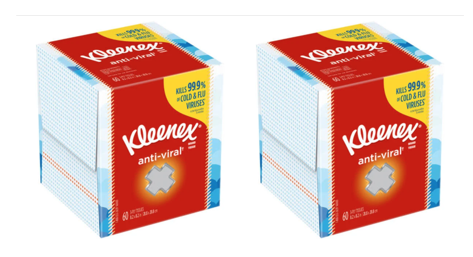 Kleenex Anti-Viral Facial Tissues, 60 ct (2 Pack)