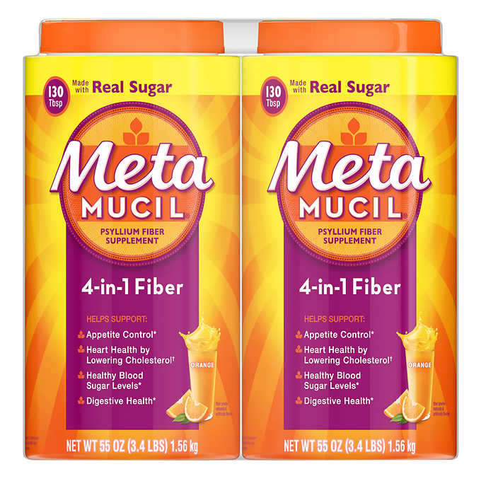 Metamucil Fiber Supplement, Orange, 2 bottles 130 Servings each