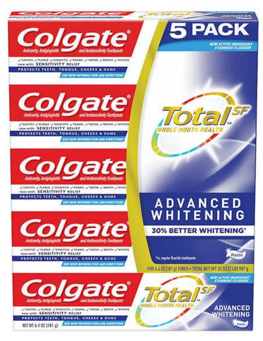 Colgate Total 5 Pack Advanced Whitening Toothpaste 6.4 oz