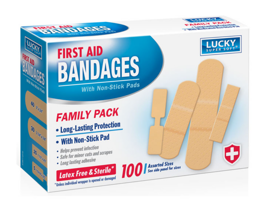 Lucky First Aid Bandages, 100ct.