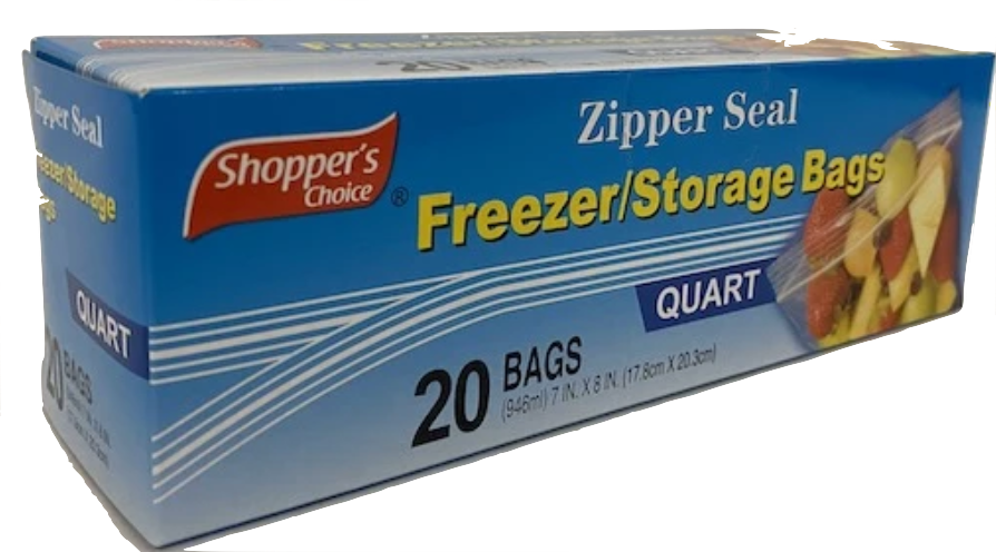 Shopper's Choice Zipper Seal Quart Bag 20ct