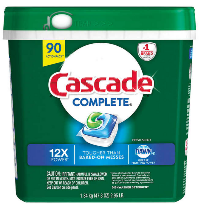 Cascade Complete Dishwasher Detergent Actionpacs, 90-count