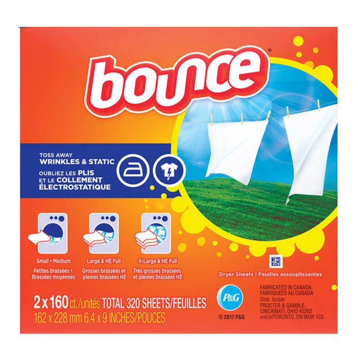 Bounce Dryer Sheets, Outdoor Fresh, 160-count, 2-pack