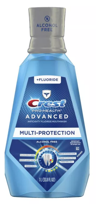 Crest Pro-Health Advanced Anticavity Fluoride Mouthwash Alcohol Free 33.8 fl.oz.