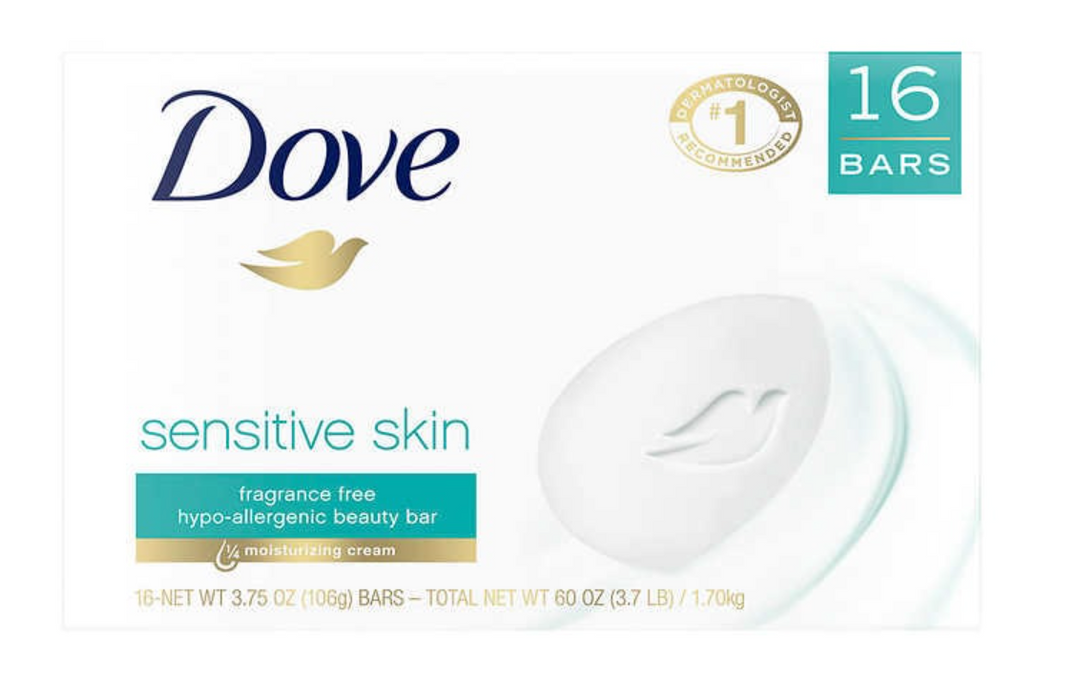 Dove Sensitive Bar 3.75 oz, 16 Bars