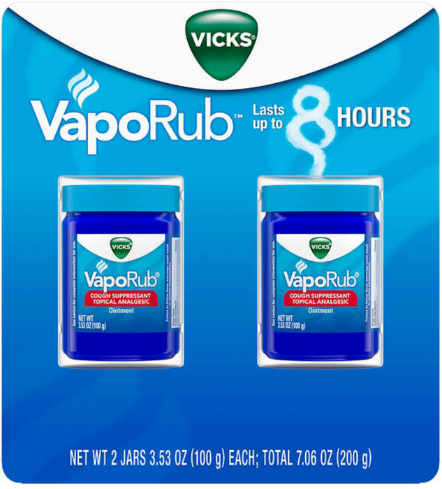 Vicks vaporub cough suppressant & topical analgesic, 2 jars of 3.53 oz