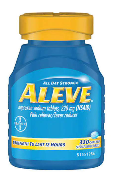 Aleve Naproxen Sodium 220 mg. 320 Caplets Pain Reliever/Fever Reducer