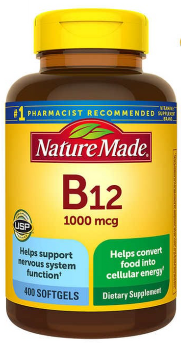 Nature Made 400 Softgels Vitamin B12 1000 mcg.